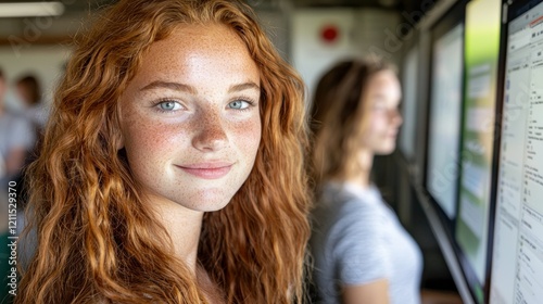 Portrait of a Young Woman with Vibrant Red Hair