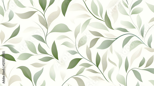 Wallpaper Mural Elegant green leaves seamless pattern, nature background, for textile design Torontodigital.ca