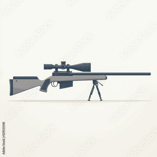 side view of a minimalist sniper gun simple vector