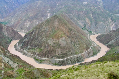 River circle the mountain, Angry River, Yunnan, China 