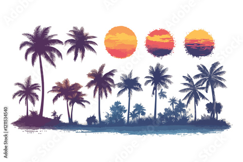 tropical island with palms t shirt bundle vector design