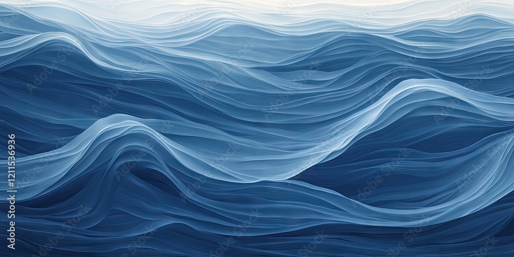 Fototapeta premium Abstract ocean wave texture featuring soft flowing lines in varying shades of blue and white, creating a serene and smooth water surface effect.