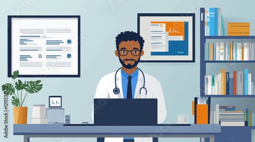 Doctor Video Conference Call. Elearning Webinar Generative AI