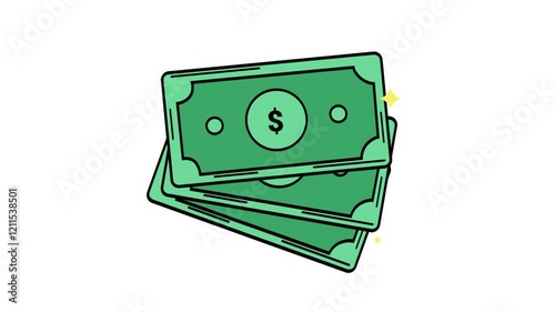 Finance Animation Icon, Dollar Looping Animation on white Background, perfect for presentations, interactive website designs and interactive User Interfaces