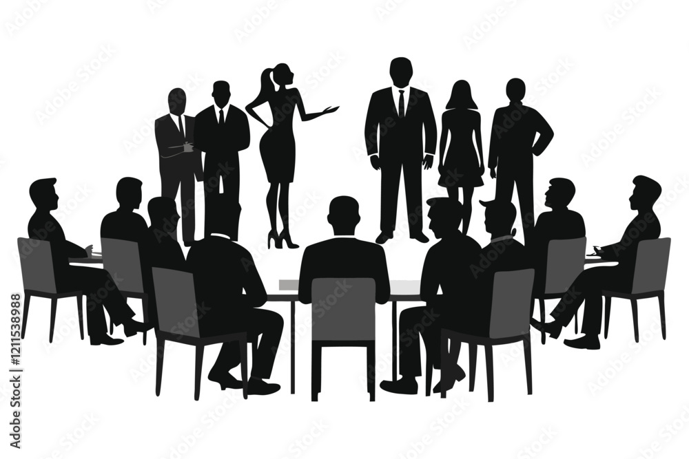 Silhouette of planning strategy meetings Silhouette of planning strategy meetings