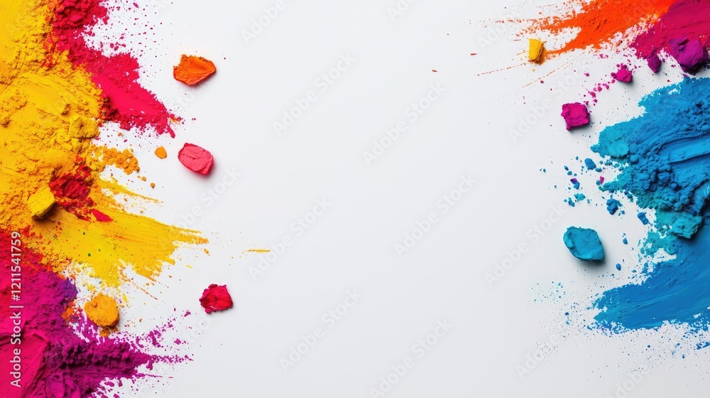 Obraz premium Rainbow holi idea. Vibrant colored powders create a beautiful artistic background for creative projects.