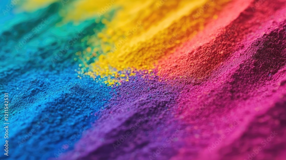 Rainbow holi idea. Vibrant colored powders arranged in a beautiful gradient for artistic use. Rainbow holi idea. Vibrant colored powders arranged in a beautiful gradient for artistic use.