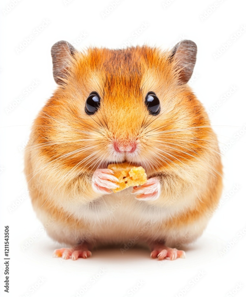 Isolated hamster photography cute nibbling treat on white background Isolated hamster photography cute nibbling treat on white background