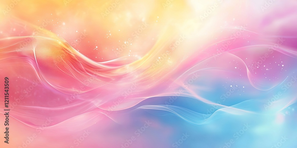 Soft pastel waves of pink, orange, and blue blend seamlessly in a dreamy blurred backdrop with sparkling accents for a tranquil atmosphere. Soft pastel waves of pink, orange, and blue blend seamlessly in a dreamy blurred backdrop with sparkling accents for a tranquil atmosphere.