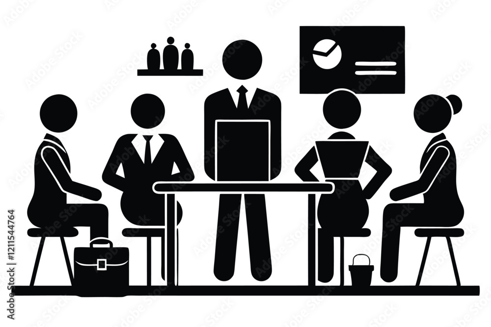 Silhouette of planning strategy meetings goal setting vector black color Silhouette of planning strategy meetings goal setting vector black color