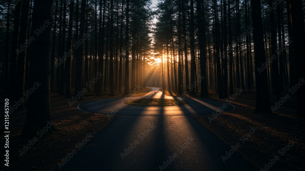 Fototapeta premium Route in the obscured woodland