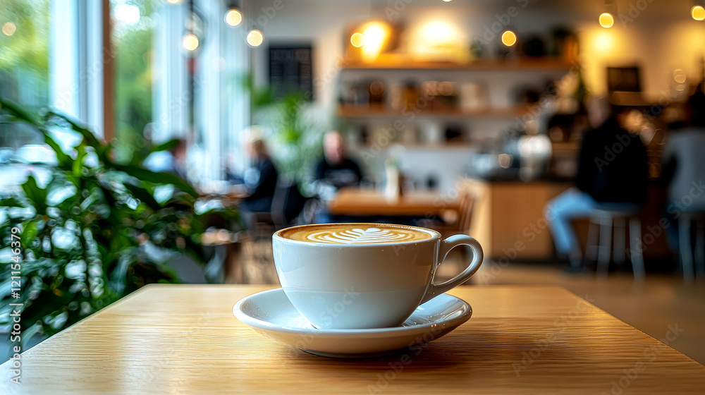 Perfect Latte Art in Cozy Cafe: Enjoy a Relaxing Coffee Moment Perfect Latte Art in Cozy Cafe: Enjoy a Relaxing Coffee Moment