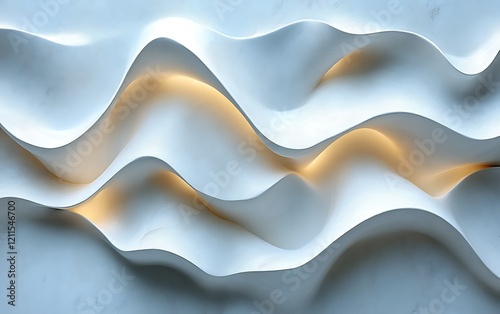 Wallpaper Mural Abstract white waves with inner glow. Torontodigital.ca