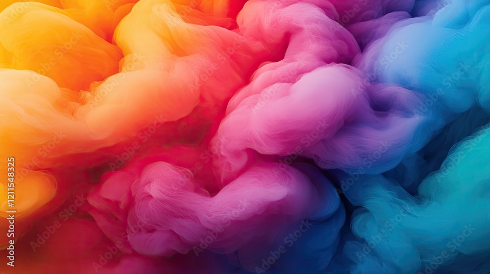 Fototapeta premium Rainbow holi idea. Vibrant colorful smoke swirling in a mesmerizing abstract pattern.