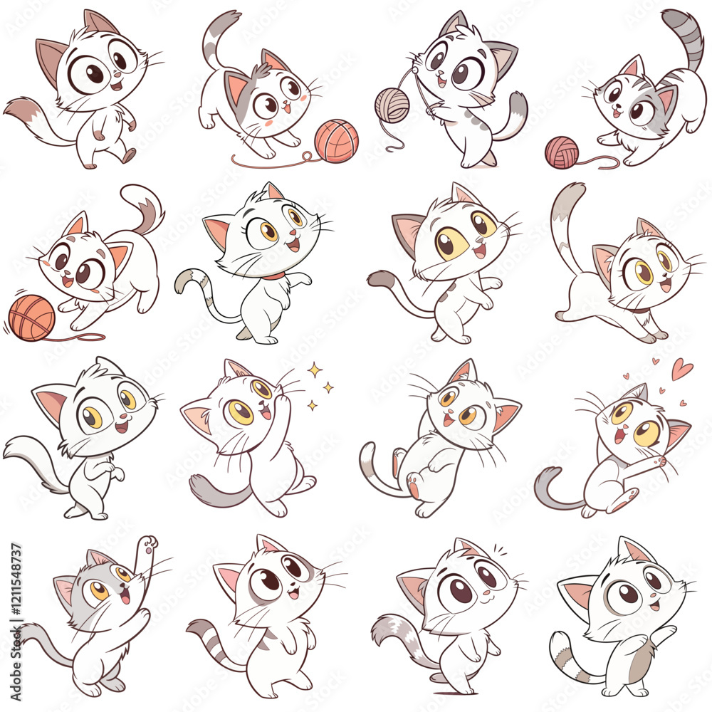 Cute cats vector illustration set. Cute cats vector illustration set.