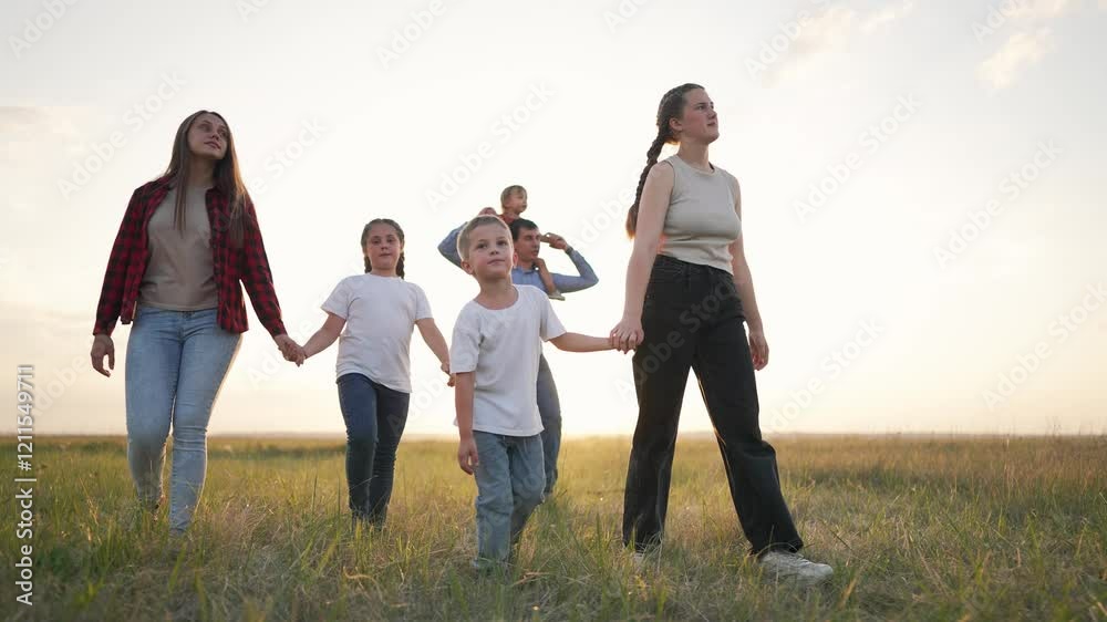 Family walking together outside at sunset. Parents and children enjoying nature. Happy moments as family. Family bonding outdoors. stroll at sunset. Embracing togetherness love. Family time outside. Family walking together outside at sunset. Parents and children enjoying nature. Happy moments as family. Family bonding outdoors. stroll at sunset. Embracing togetherness love. Family time outside.