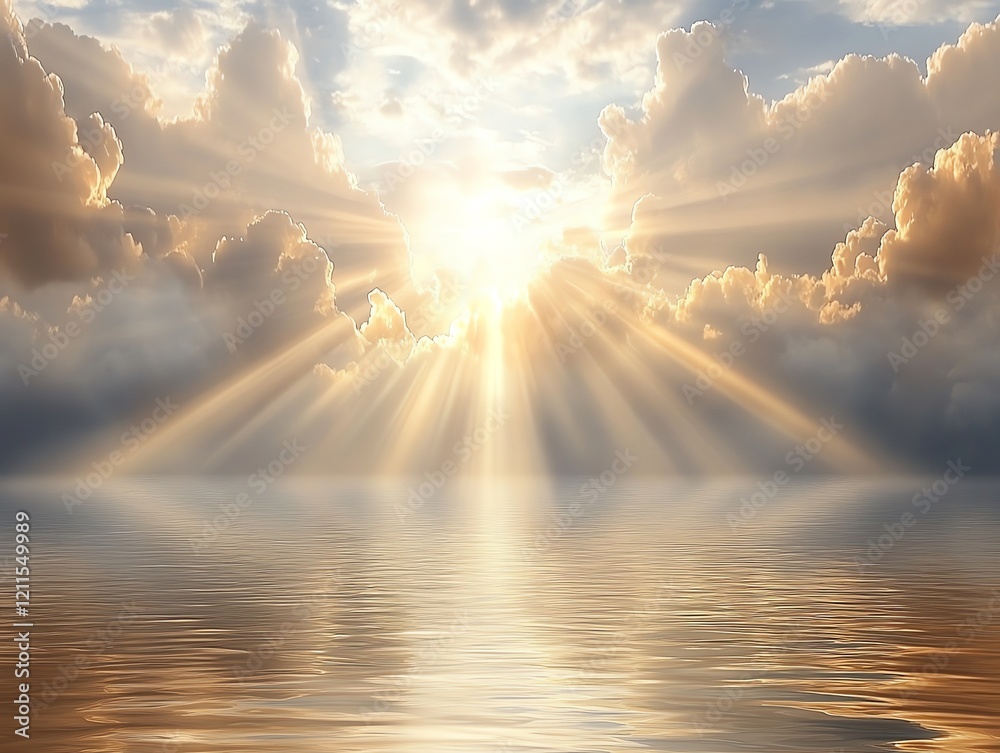 Serene Sunset: Golden Rays over Calm Ocean Serene Sunset: Golden Rays over Calm Ocean