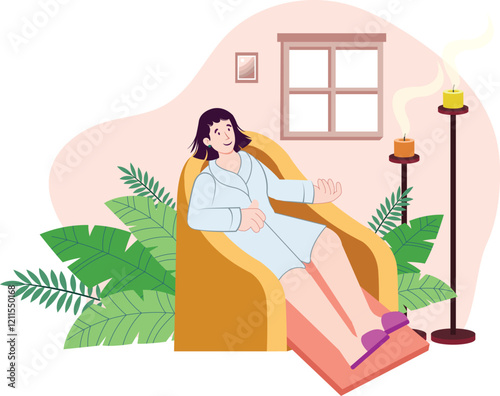 Relaxation therapy at a spa lounge, promoting peace and tranquility.