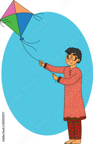 Person flying a colorful kite for Makar Sankranti, celebrating the harvest with fun.