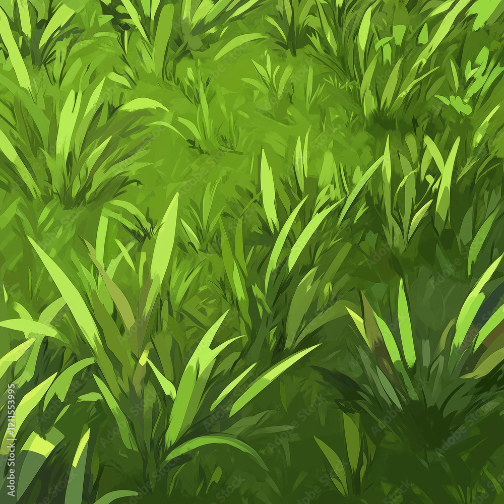 Fototapeta premium Stylized Green Grass Texture: Lush Meadow Illustration