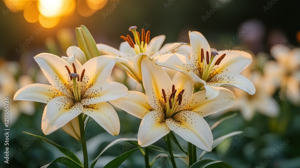 Fototapeta premium Sunset Lilies: Golden Hour Bloom