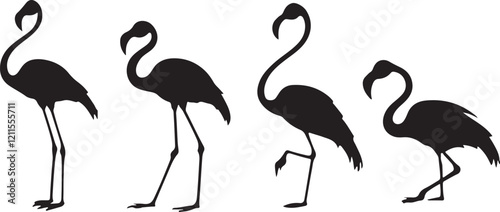 Flamingo silhouettes set