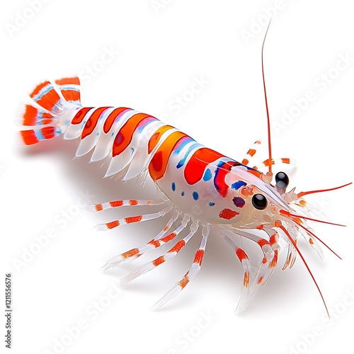 Vibrant Harlequin Shrimp (Hymenocera elegans) Isolated on White Background. photo