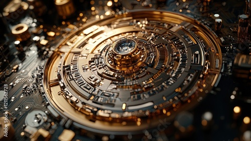 Wallpaper Mural Quantum computer close-up with intricate circuits and cool lighting, advanced technology concept  Torontodigital.ca