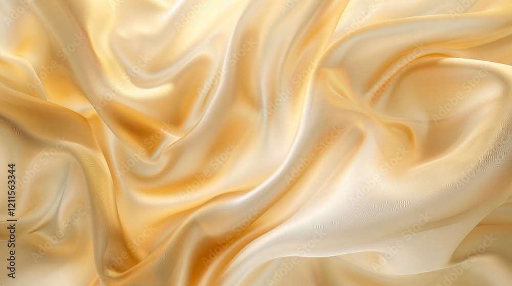 Elegant and Smooth Silk Fabric Texture in Soft Golden Tones Perfect for Fashion Backgrounds, Interior Design, and Artistic Projects in High-Quality Resolution