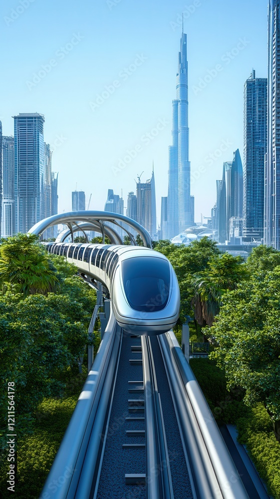 Naklejka premium Futuristic travelers enjoying a hyperloop service, showcasing innovation in modern transportation.