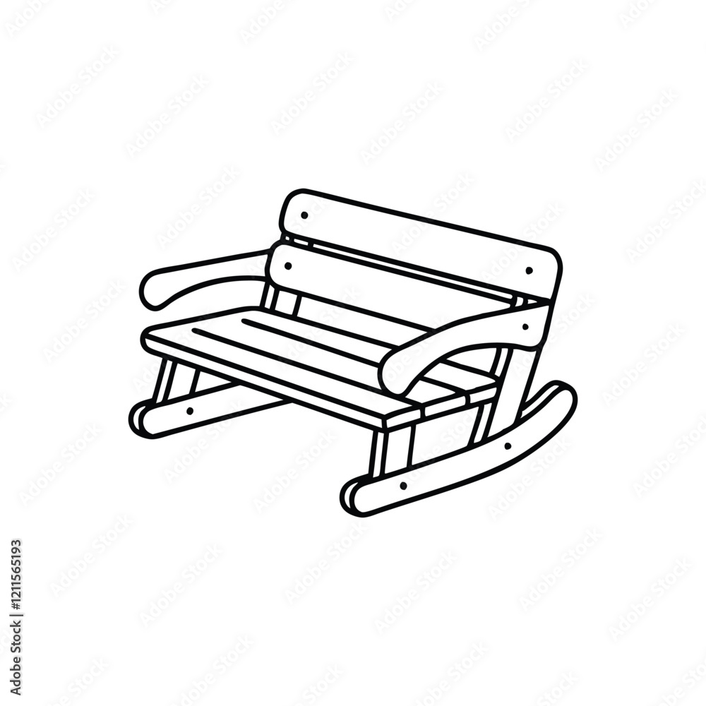Bench Furniture Hand drawn line art flat vector illustration on white background. Bench Furniture Hand drawn line art flat vector illustration on white background.