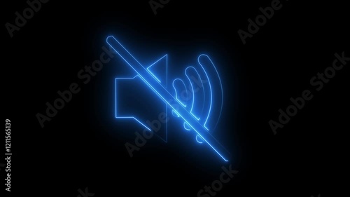  Neon Sound Icon with Volume Waves – Animated Audio Design on Black Background  photo