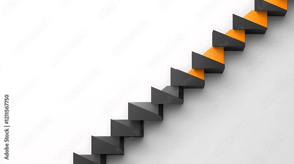 Abstract Black and Orange Ascending Geometric Shapes Abstract Black and Orange Ascending Geometric Shapes