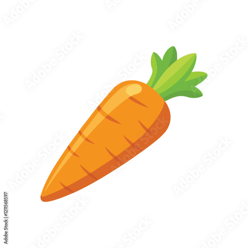  Fresh carrot topped isolated flat vector illustration on white background