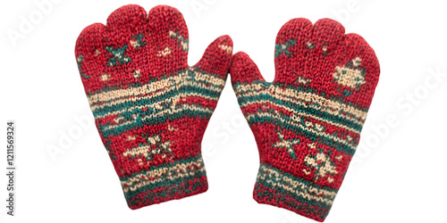 pair of red knitted gloves