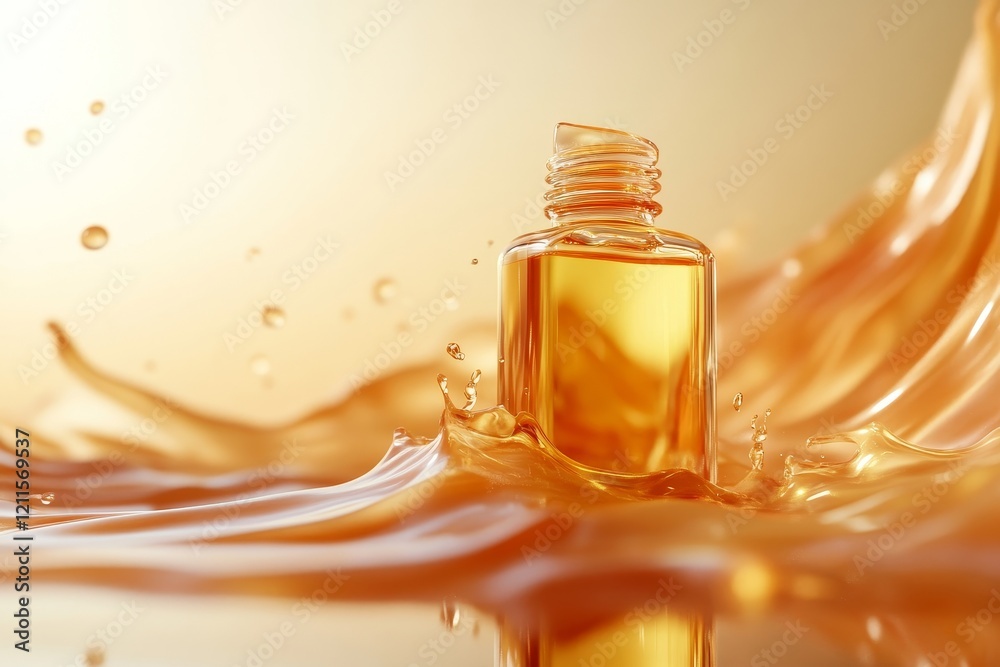 Cosmetic Oil Concept Digital Design with Soft Lighting, Generative AI