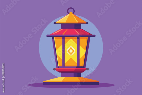 This illustration features a vibrant lantern designed for customizable use, perfect for enhancing any space, Lantern Customizable Flat Illustration