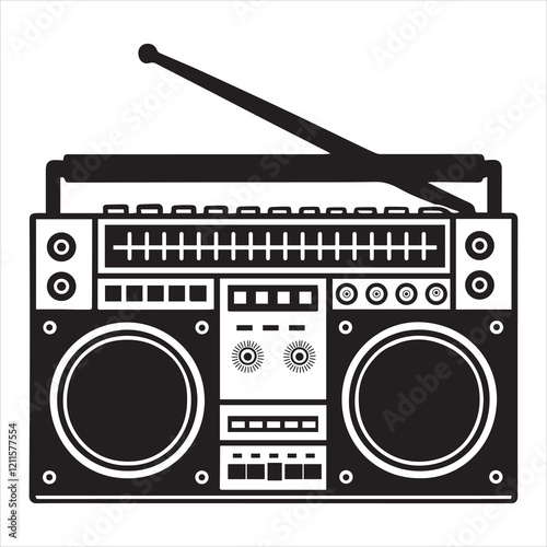 Vintage Boombox Vector Illustration Boombox Radio Clipart Design
