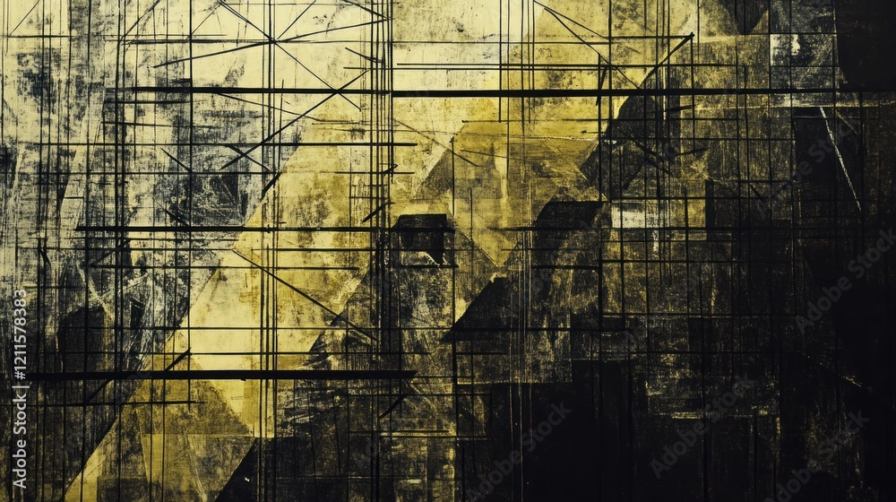 Fototapeta premium Abstract geometric urban texture; grunge; city backdrop; design element