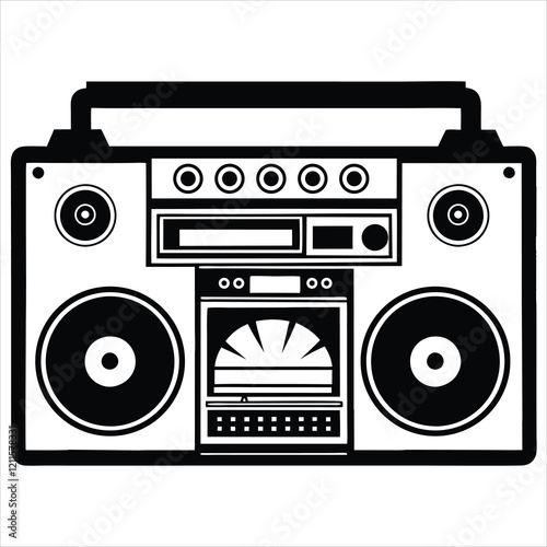 Vintage Boombox Vector illustration, Boombox Radio Clipart Design