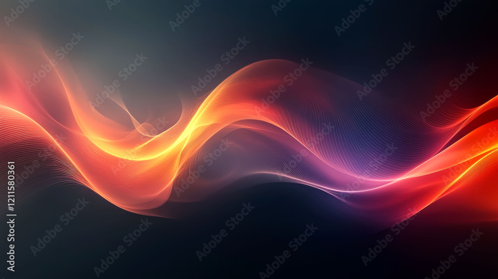 Obraz premium Abstract Flowing Energy: Vibrant Red, Orange, and Purple Waves