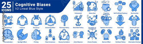 Cognitive Biases icon bundle 25 in line style