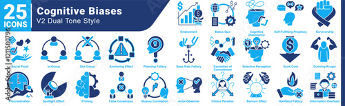 Cognitive Biases icon bundle 25 in line style
