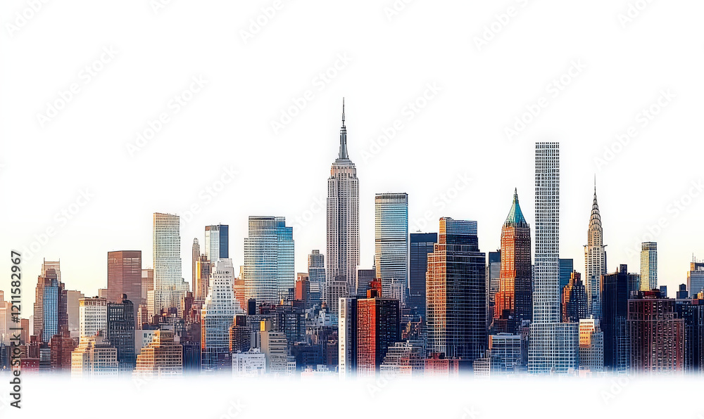 Fototapeta premium High rise buildings in modern cities, white background photo