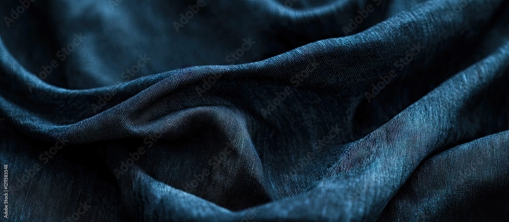 Dark denim texture in deep blue hues elegantly draped, showcasing soft folds and rich detail, ideal for fashion and design concepts. Dark denim texture in deep blue hues elegantly draped, showcasing soft folds and rich detail, ideal for fashion and design concepts.