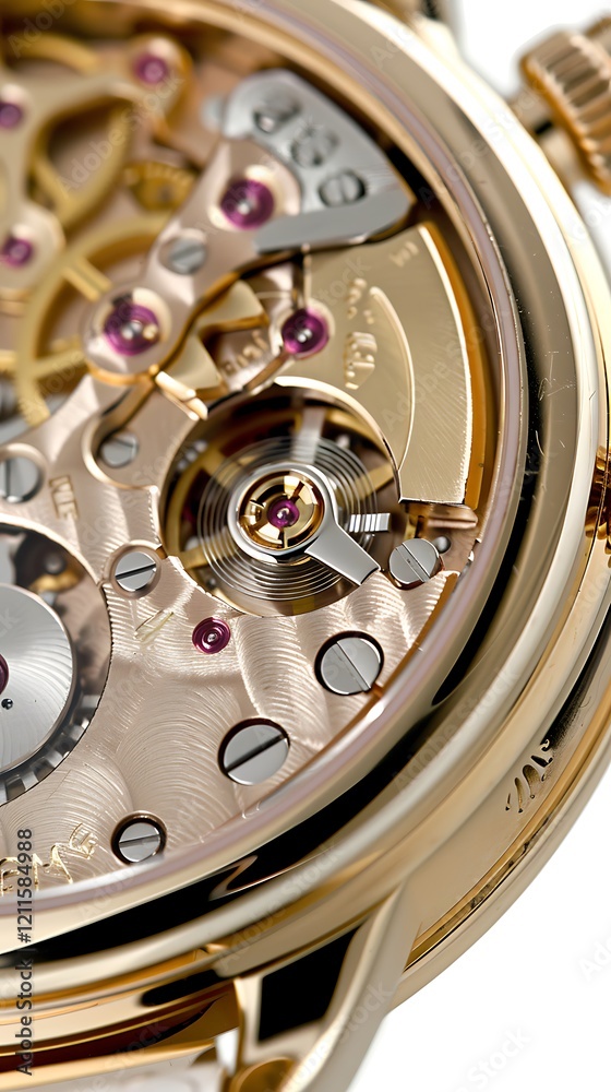 Intricate Gold Watch Mechanism Detailed Closeup View Intricate Gold Watch Mechanism Detailed Closeup View