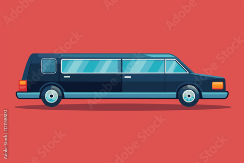 A flat illustration showcasing a customizable limousine ideal for stylish transportation at events, Limousine Customizable Flat Illustration