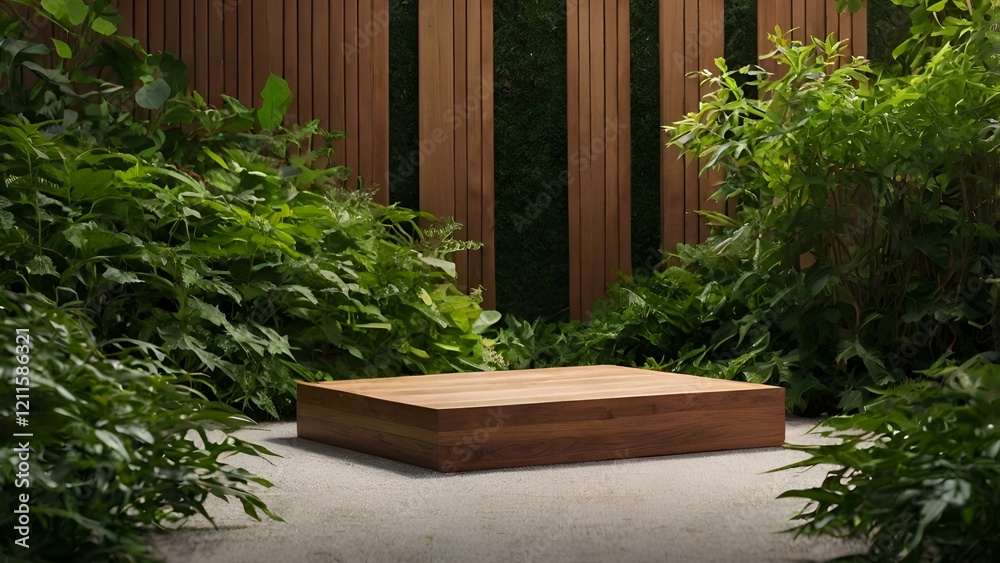 Wooden garden door with potted bonsai tree, flowers, and plants adorning the entrance, adding a touch of nature to the home's exterior design