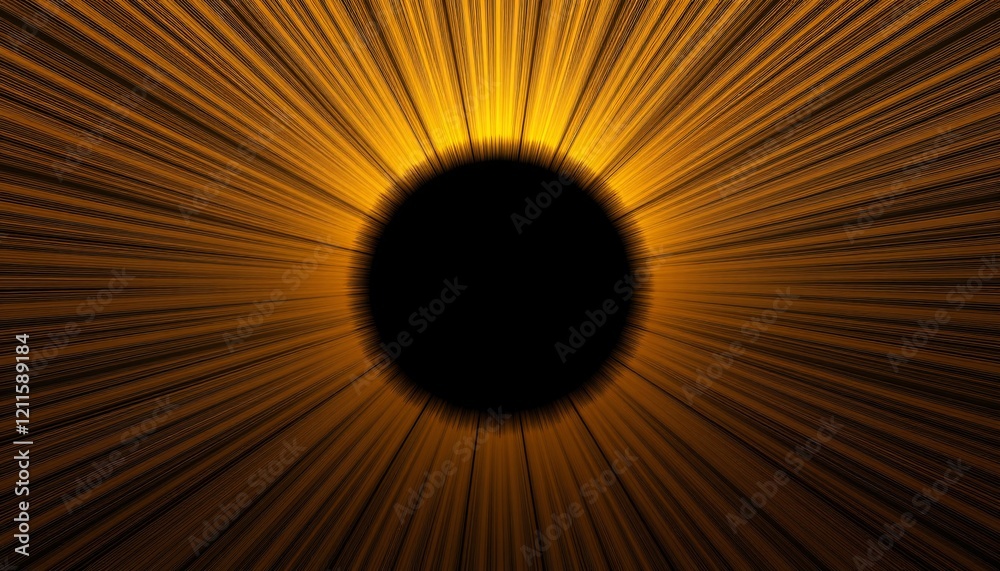Fototapeta premium Abstract solar eclipse background with golden rays