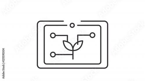 Smart farming dashboard line animation. Animated precision agricukture related icon. Monitoring plant growth. Black illustration on white background. HD video with alpha channel. Motion graphic photo